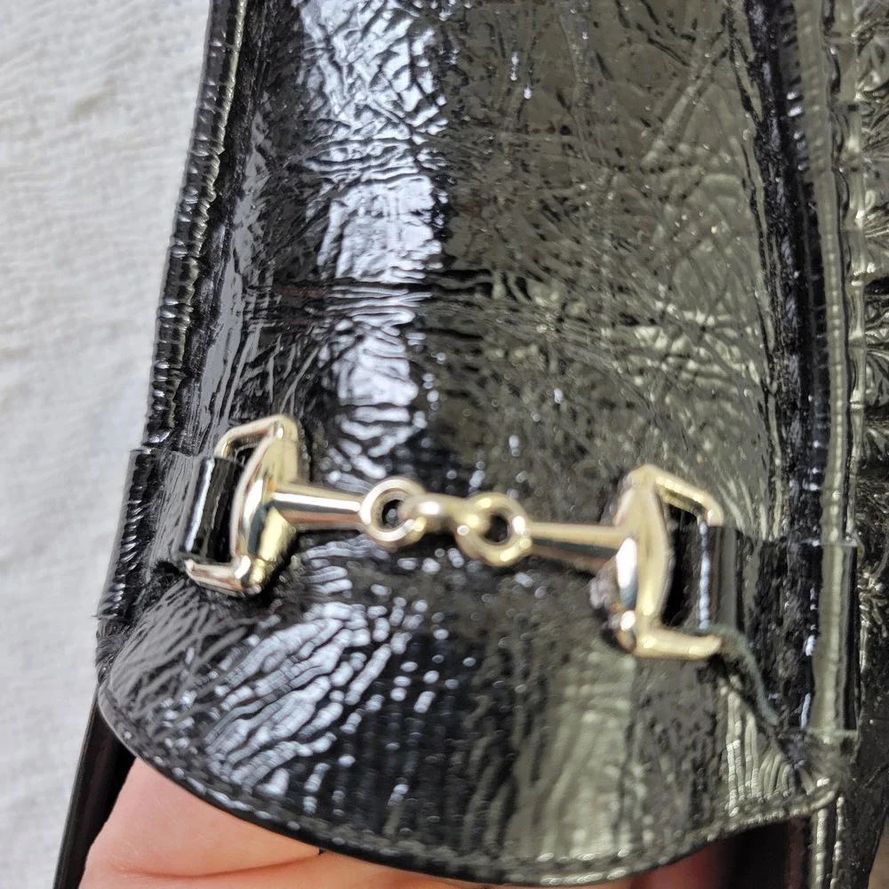 SAS Metro Comfort Bit Loafers Black Patent Leather Size 9 WW Mocassins‎ EUC